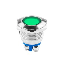 Bec indicator metalic, verde, 18mm, 12V - 402644