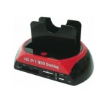 Sata docking station, dublu, cu card reader si HUB USB - 114303
