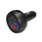 Incarcator auto 12V-24V, USB, 5V, 2,1A, cu voltmetru si termometru - 178308