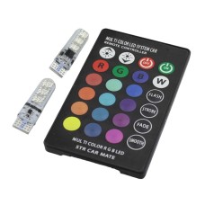 Set 2 becuri cu LED, T10, RGB, 12V, cu telecomanda, 196645 Set 2 becuri cu LED, T10, RGB, 12V, cu telecomanda, 196645