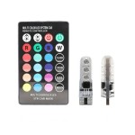 Set 2 becuri cu LED, T10, RGB, 12V, 5W, cu telecomanda, 196797 Set 2 becuri cu LED, T10, RGB, 12V, 5W, cu telecomanda, 196797