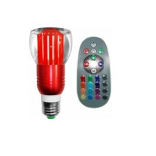Bec cu led RGB, 3W, 220V, dulie E27, cu telecomanda - 158514 Bec cu led RGB, 3W, 220V, dulie E27, cu telecomanda - 158514
