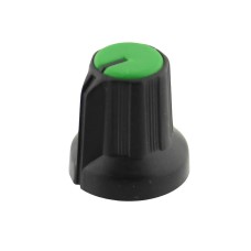 Buton pentru potentiometru, 15mm, plastic, negru-verde, 15x16mm, 065559
