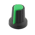 Buton pentru potentiometru, 15mm, plastic, negru-verde, 15x17mm, 065563