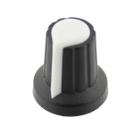 Buton pentru potentiometru, 15mm, plastic, negru-alb, 15x17mm, 065565