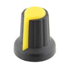 Buton pentru potentiometru, 15mm, plastic, negru-galben, 15x17mm, 065568