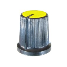 Buton pentru potentiometru, 15mm, plastic, negru-galben, 15x15mm - 127032