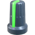 Buton pentru potentiometru, 14mm, plastic, negru-verde, 14x21mm - 127053