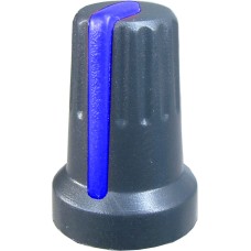 Buton pentru potentiometru, 14mm, plastic, negru-albastru, 14x21mm - 127054