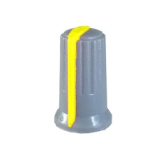 Buton pentru potentiometru, 12mm, plastic, gri-galben, 12x18mm - 127071
