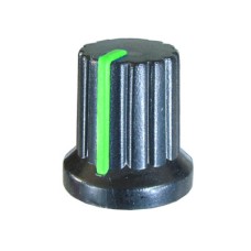 Buton pentru potentiometru, 15mm, plastic, negru-verde, 15x15mm - 127083