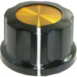 Buton pentru potentiometru, 27mm, plastic, negru-galben, 27x16mm - 127170