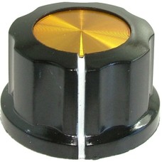 Buton pentru potentiometru, 27mm, plastic, negru-galben, 27x16mm - 127170