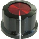 Buton pentru potentiometru, 27mm, plastic, negru-rosu, 27x16mm - 127171