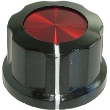 Buton pentru potentiometru, 27mm, plastic, negru-rosu, 27x16mm - 127171