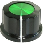 Buton pentru potentiometru, 27mm, plastic, negru-verde, 27x16mm - 127172