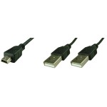 Cablu mini USB tata - 2xUSB tata, lungime 70cm - 127921