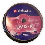 DVD+R 4,7GB, 16X, 10 bucati, Verbatim - 401503