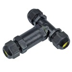 Conector de curent AC, in T, 5 pini, 0,5-4 mm, IP68, Commel, 524555 Conector de curent AC, in T, 5 pini, 0,5-4 mm, IP68, Commel, 524555