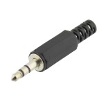 Conector jack 3,5mm, stereo, tata, negru, pe cablu - 121101