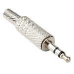 Conector jack 3,5mm, stereo, tata, argintiu, pe cablu - 121113 Conector jack 3,5mm, stereo, tata, argintiu, pe cablu - 121113