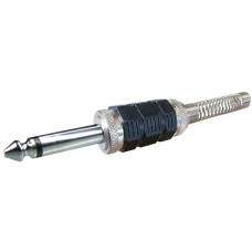 Conector jack 6,3mm, mono, tata, negru, pe cablu - 121170