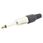 Conector jack 6,3mm, mono, tata, negru, pe cablu - 121180