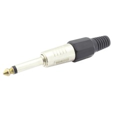 Conector jack 6,3mm, mono, tata, negru, pe cablu - 121180