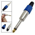 Conector jack 6,3mm, mono, albastru, pe cablu - 121182