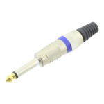 Conector jack 6,3mm, mono, albastru, pe cablu, 121182