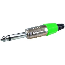 Conector jack 6,3mm, mono, tata, verde, pe cablu - 121183