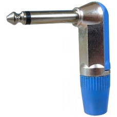 Conector jack 6,3mm, mono, tata, albastru, pe cablu - 121199