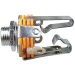 Conector jack 6,3mm, stereo, mama, montare pe panou, cu intrerupator - 121458