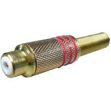 Conector RCA mama, rosu, metalic - 122252