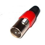 Conector XLR tata, rosu, pe cablu - 402584