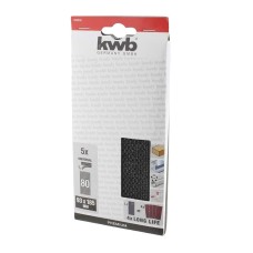 Set 5 bucati grilaj de slefuit, granulatie 80, Velcro, K80, 93x185 mm, KWB, 253199