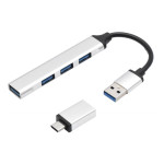 HUB USB 3.0, 4 porturi, cu adaptor Type C, 196940