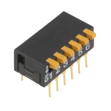 Intrerupator DIP, 2 pozitii, montare THT, 6 sectiuni, OMRON OCB, A6DR-6100, T234821 Intrerupator DIP, 2 pozitii, montare THT, 6 sectiuni, OMRON OCB, A6DR-6100, T234821