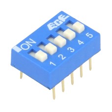 Intrerupator DIP, 2 pozitii, montare THT, 5 sectiuni, ECE, EDG105S, T235005 Intrerupator DIP, 2 pozitii, montare THT, 5 sectiuni, ECE, EDG105S, T235005