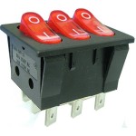 Intrerupator triplu, ON-OFF, 15A, 250V, cu bec, 2 pozitii - 120630 Intrerupator triplu, ON-OFF, 15A, 250V, cu bec, 2 pozitii - 120630