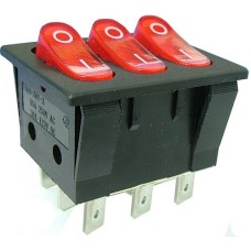 Intrerupator triplu, ON-OFF, 15A, 250V, cu bec, 2 pozitii - 120630 Intrerupator triplu, ON-OFF, 15A, 250V, cu bec, 2 pozitii - 120630