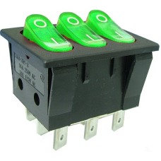 Intrerupator triplu, ON-OFF, 15A, 250V, cu bec, 2 pozitii - 120631 Intrerupator triplu, ON-OFF, 15A, 250V, cu bec, 2 pozitii - 120631
