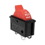 Comutator ON-OFF-ON, 250V, 10A, 37x29x15mm, rosu, 169213 Comutator ON-OFF-ON, 250V, 10A, 37x29x15mm, rosu, 169213