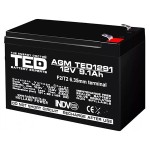 ACUMULATOR VRLA 12V 9.1AH F2 TED - TED-12V9.1 ACUMULATOR VRLA 12V 9.1AH F2 TED - TED-12V9.1