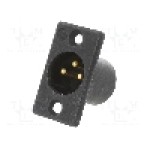 Conector XLR, montare pe panou, 3 pini, Neutrik, NC3MP-B, T241148