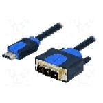 Cablu DVI - HDMI, DVI-D (18+1) mufa, HDMI mufa, 1m, albastru, negru, LOGILINK - CHB3101