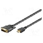 Cablu DVI - HDMI, DVI-D (18+1) mufa, HDMI mufa, 1m, negru, Goobay - 51579