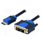 Cablu DVI - HDMI, DVI-D (18+1) mufa, HDMI mufa, 2m, albastru, negru, LOGILINK - CHB3102
