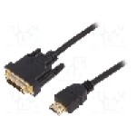Cablu DVI - HDMI, DVI-D (18+1) mufa, HDMI mufa, 2m, negru, ASSMANN - AK-330300-020-S
