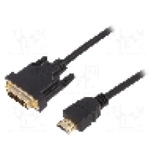Cablu DVI - HDMI, DVI-D (18+1) mufa, HDMI mufa, 2m, negru, ASSMANN - AK-330300-020-S